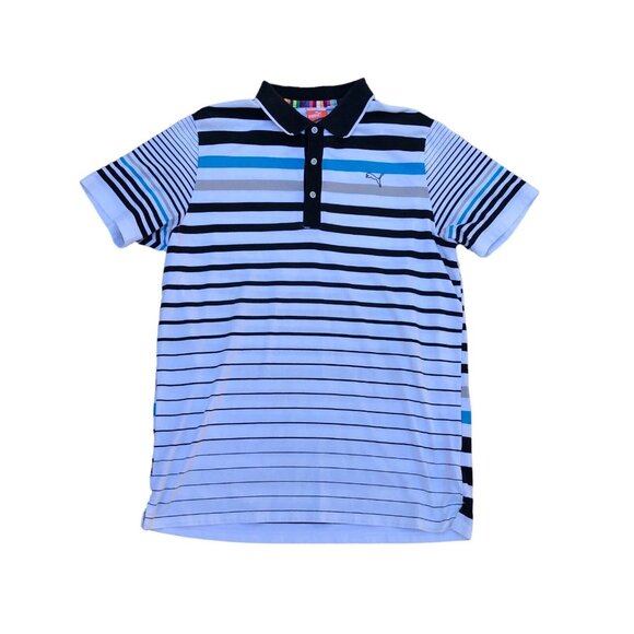PUMA Other - PUMA Striped Polo Shirt MEDIUM Short Sleeve Collar Mens